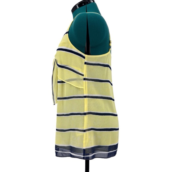 Cabi Knot Cami # 5207, Yellow and Navy Striped Tie Front Cami-Style Top, Medium - Picture 4 of 16